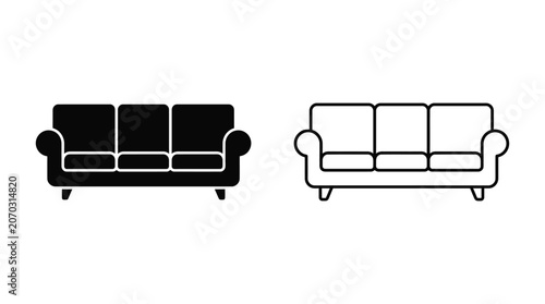 Sofa Silhouette In Black And White Line Art