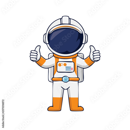 Cartoon astronaut in space suit giving thumbs up