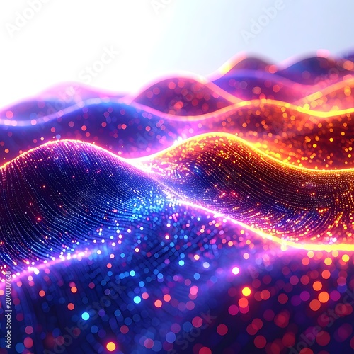 A vibrant, futuristic digital landscape with glowing waves (4)