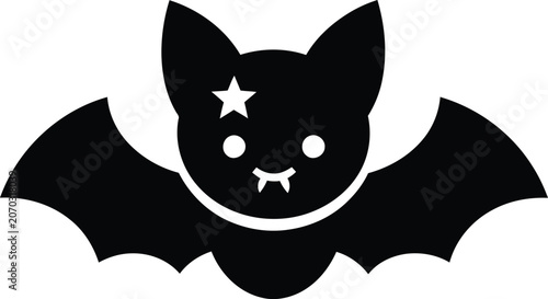 Slika na platnu Cute black bat silhouette icon for halloween design and decoration