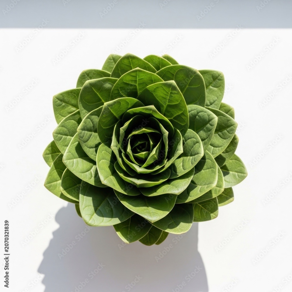 Fototapeta premium Top View of a Vibrant Green Plant with Intricate Leaf Pattern.