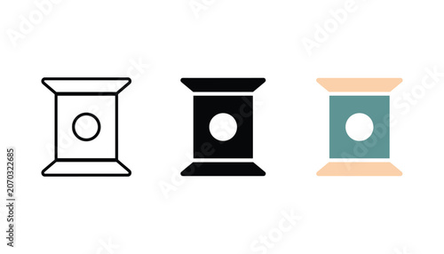Tableau sur toile Thread spool icons in linear solid and flat styles for sewing embroidery and tex