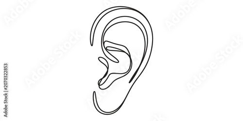 Konstfotografi Human ear drawing in a continuous single line style