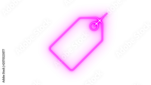 Colorfull neon price tag icon glowing with light for retail shopping and commerce isolated on transparent background perfect for sales marketing and discount promotions for web