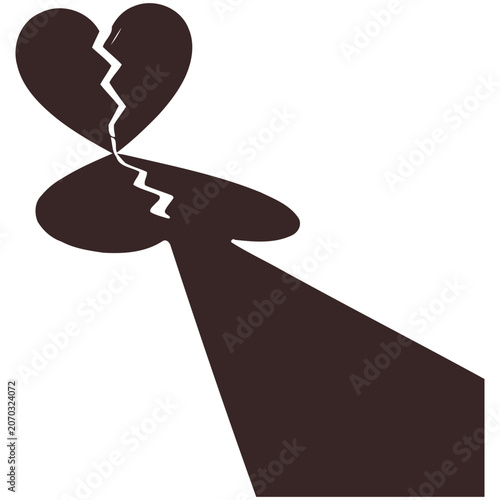 Fotografía Broken heart silhouette with a jagged crack showing pain and emotional distress