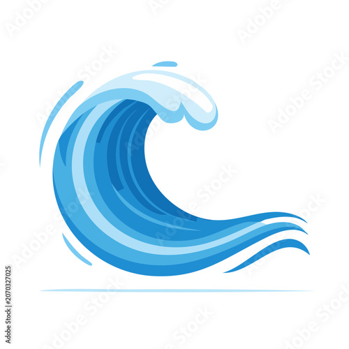 Flat illustration of a curling ocean wave