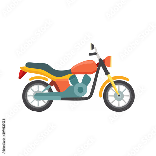 Flat illustration of a colorful motorcycle