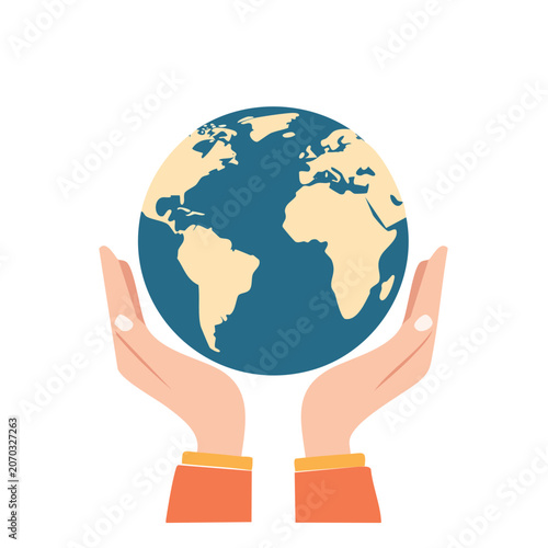 Hands holding the Earth globe vector illustration