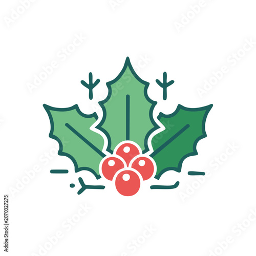 Holly leaf and berries vector illustration