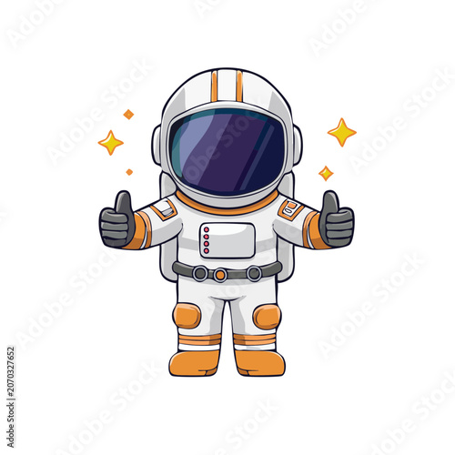 Cartoon astronaut in space suit giving thumbs up