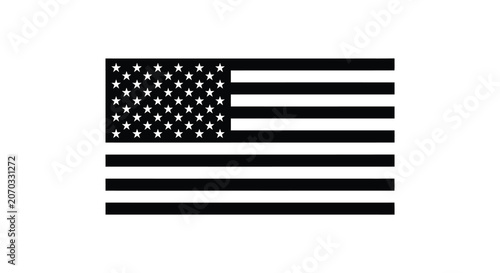 American Flag Silhouette On White Background Minimalist Graphic