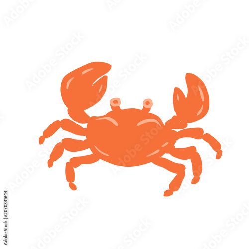 Hand Drawn Crab Clipart | Marine Orange Crab Illustration, Coastal Line Art Sea Creature