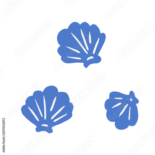 Seashell blue Clipart Set | Cartoon Coastal Marine shell Illustrations