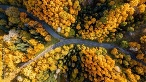 top view of a forest road