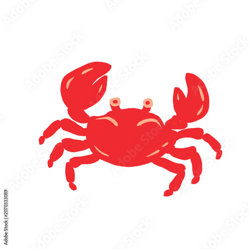 Hand Drawn Crab Clipart | Marine Red Crab Illustration, Coastal Line Art Sea Creature