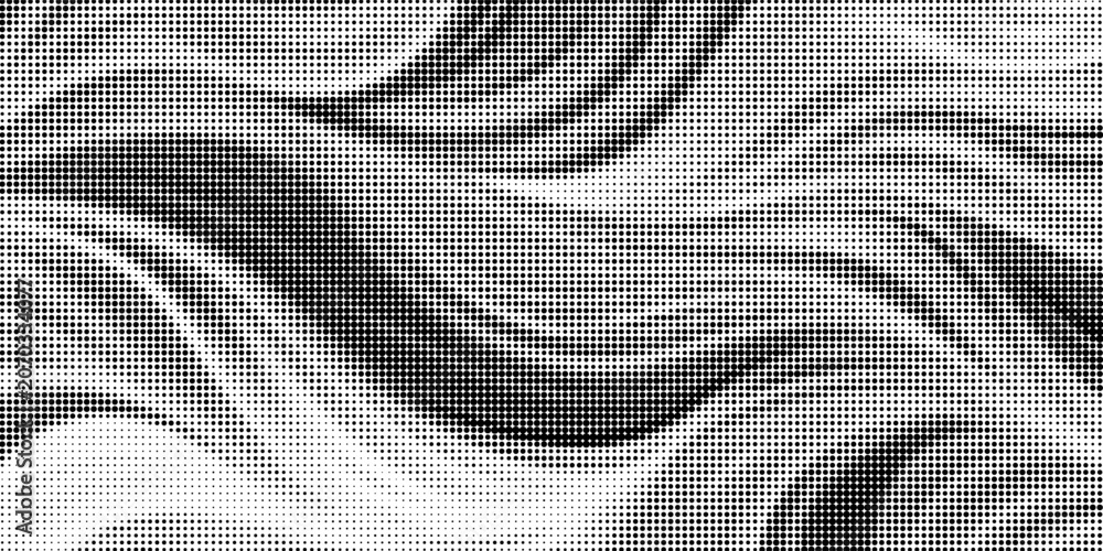 Fototapeta premium Halftone Abstract Wave Pattern in Black and White With Dotted Marble Texture for Backgrounds