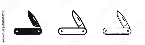 Foto Pocket knife icon set, multipurpose folding tool