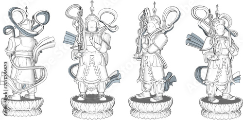 Obraz na plátně sketch vector illustration design statue sclupture guardian deity temple classic