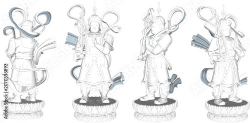 Fotografie sketch vector illustration design statue sclupture guardian deity temple classic