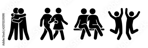 Friendship Icons, People Together, Companionship, Support, Celebration, Vector Graphics