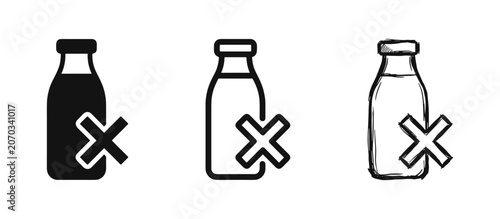 Konstfotografi No milk icon set, lactose free, dairy allergy warning symbol