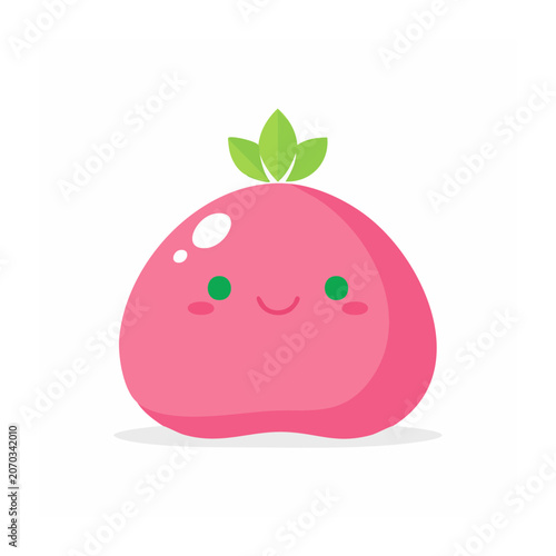 Cute Pink Strawberry Character Illustration