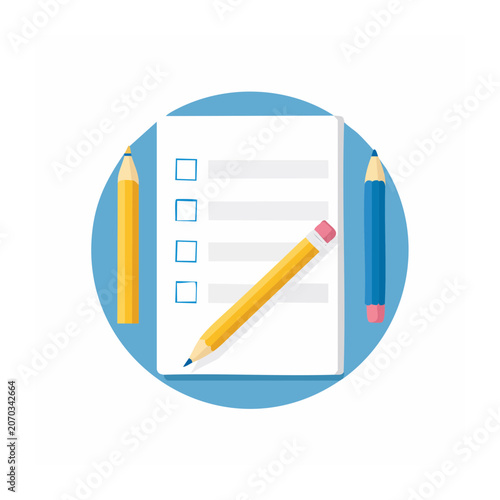 Checklist with pencils flat vector icon