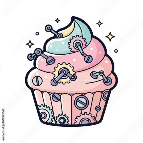 Photos Steampunk Cupcake with Gears and Bolts Decoration.