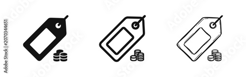 Foto Set of Price Tag and Coin Icons, E-commerce Business Symbols