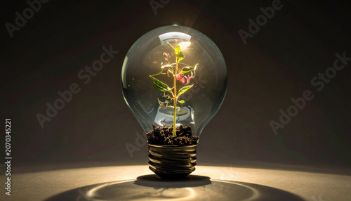 Light Bulb with Growing Plant