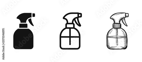 Obraz na płótnie Spray Bottle Icons Set, Cleaning Detergent Vector Symbols