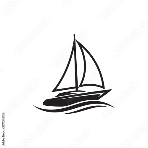 Yacht sailing ship isolated on white background vector illustration of boat sailboat and yacht for sea travel cruise and regatta