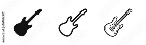 Obraz na płótnie Electric guitar musical instrument icon set