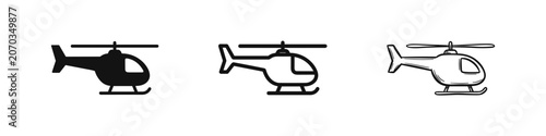 Quadro su tela Helicopter aircraft icon set, solid, line and sketch styles