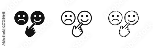Foto User feedback selection with happy and sad faces icon set