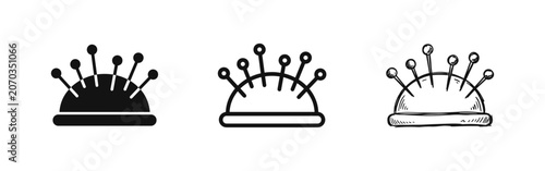 Tableau sur toile Pincushion with pins icon set, sewing and needlework tool vector