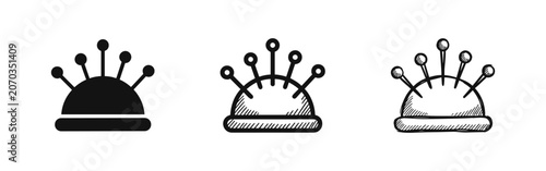 Tableau sur toile Set of pincushion icons, solid, outline and sketch styles