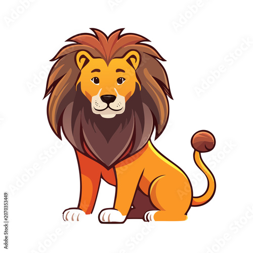 Cartoon lion sitting isolated vector illustration