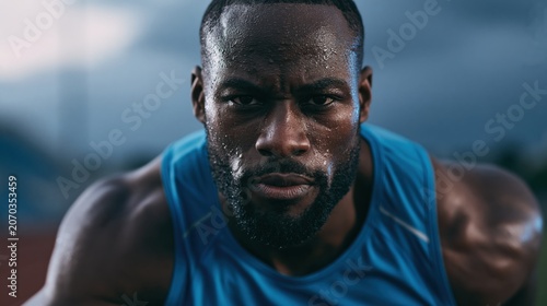 Determined Athlete Training at Dawn