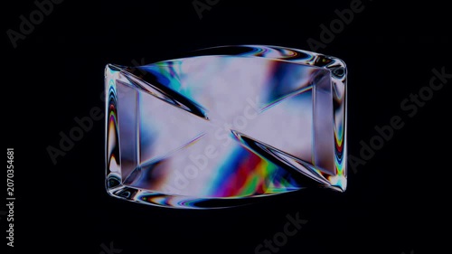 Glass Crystal Iridescent Seamless Loop Rotation 3D Animation