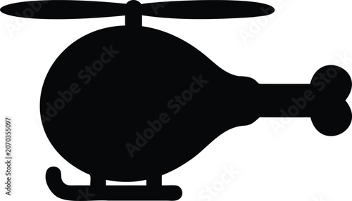 Fotografia Silhouette of a helicopter with rotor blades and tail  side view