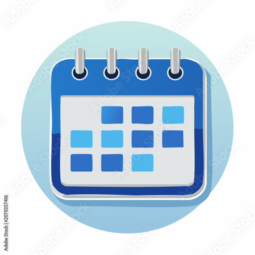 Clean blue desk calendar icon symbolizing planning appointments and dates