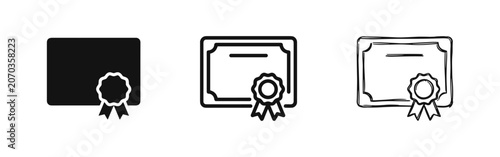 Foto Award certificate with seal icons set