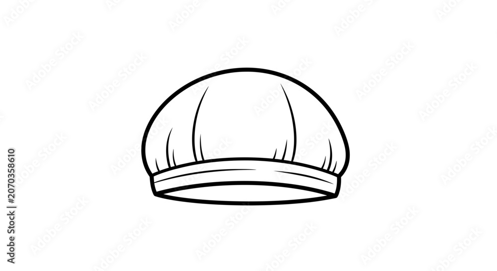 Fototapeta premium Simple black and white illustration of a chef's hat or toque blanche