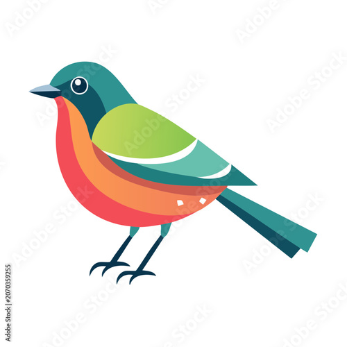 Flat vector illustration of a colorful bird
