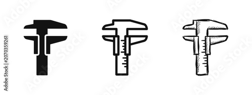 Bild auf Leinwand Set of vernier caliper icons in different styles isolated on white background