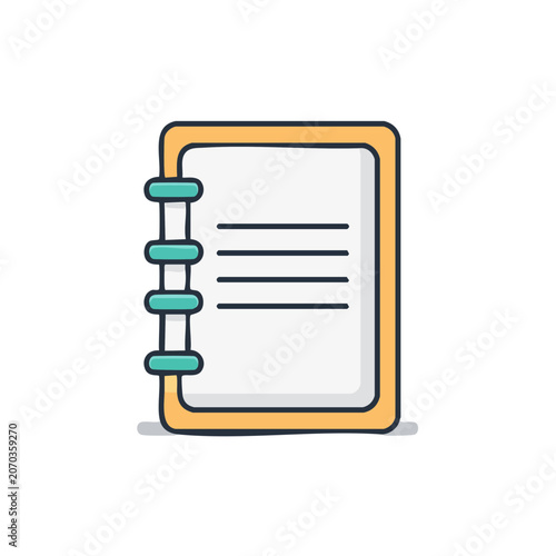 Flat vector illustration of a spiral notebook