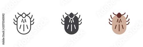 Konstfotografi Mite pest icon, mite icon shows line mite, solid mite and flat colorful mite vector versions, a pest control sign and symbol in color for hygiene service