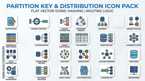 Vector icons illustrating various technology and data concepts in a single pack