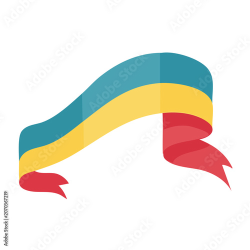 Waving blue yellow red ribbon flag vector